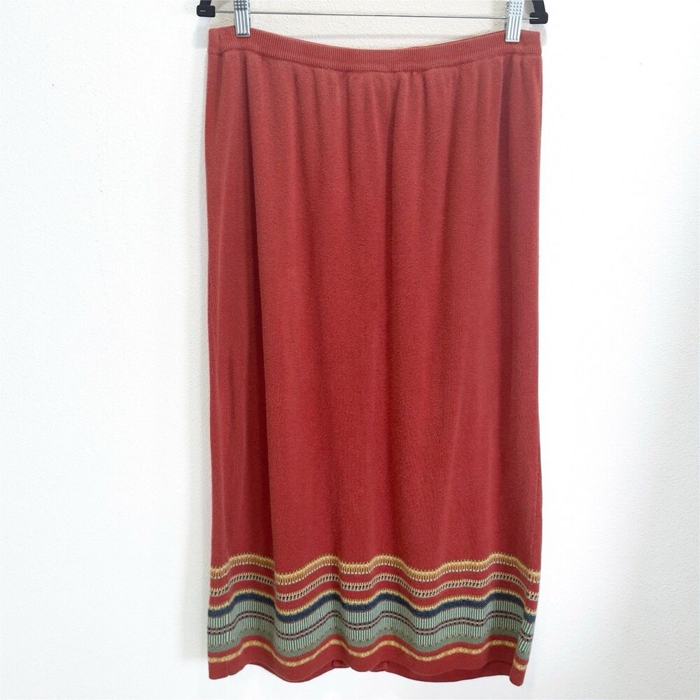Double D Ranch‎ Skirt Womens Large Brown Striped Knit Midi Cowgirl Boho Festival